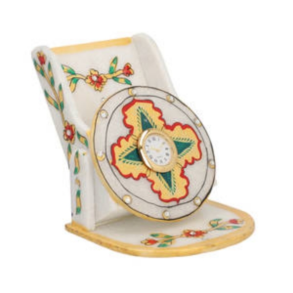 Marble Clock Phone Holder - Yellow and Green - Picture 6 of 8